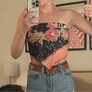 Black and Pink Floral Shirt with Artistic Design